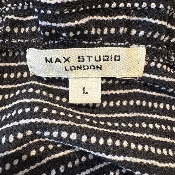 Max Studio London Smocked Wide-Leg Jumpsuit | Black & White Print | Size L - Picture 3 of 9